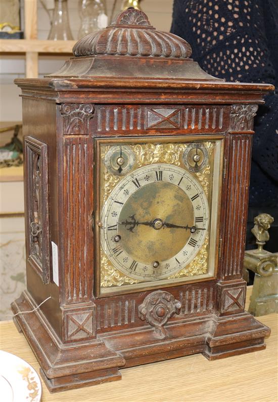 An oak bracket clock width 33cm height 47cm